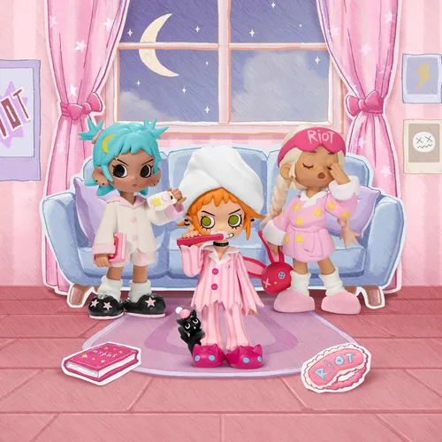 Miniatura 6 de POP MART Lil Peach Riot Sleepover Series Cajas Ciegas de Figuras, Figuras de Acción de Diseño Aleatorio, Juguetes Coleccionables para Decoración