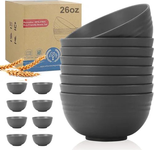 Miniatura 13 de Wrova Juego de 8 cuencos de paja de trigo para postre de 10 onzas, cuencos irrompibles para niños, mini cuencos para helado, aperitivos y frutas