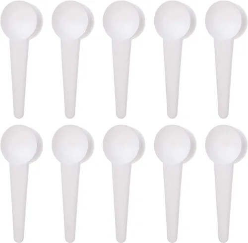 Miniatura 7 de Cuchara medidora de plástico reutilizable de grado alimenticio, mango largo, no tóxico, cucharadita de café, cuchara de leche en polvo, cucharas