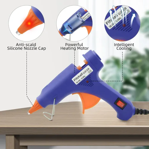 Miniatura 3 de Pistolas de pegamento caliente con 20 barras de pegamento, mini kit de pistola de pegamento termofusible para manualidades, pistola de pegamento Azul