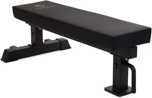 Titan Fitness TITAN Series Banco plano de un solo poste, clasificado 1,200 libras, almohadilla de vinilo HeftyGrip de 4 pulgadas de grosor, banco