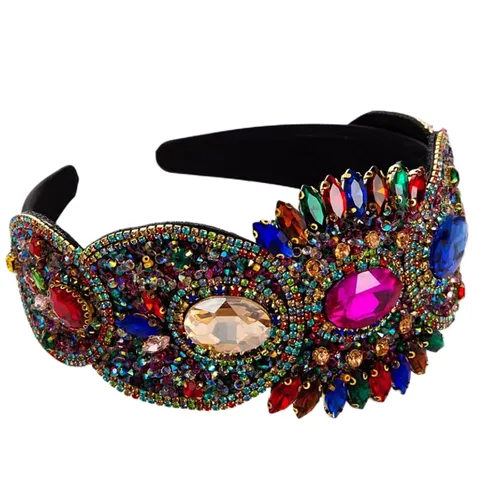 Miniatura 23 de Diadema de moda para mujer, diadema decorativa de diamantes de imitación anchos para mujer, accesorios para el cabello para mujeres y niñas