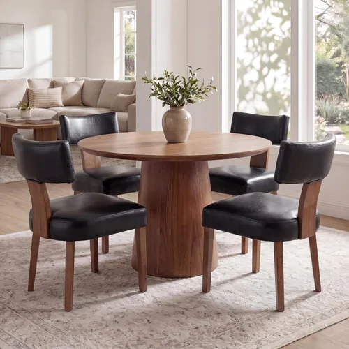 Miniatura 50 de VESCASA Juego de 2 sillas de comedor modernas de mediados de siglo, sillas de comedor tapizadas de lino con respaldo curvado ergonómico, patas