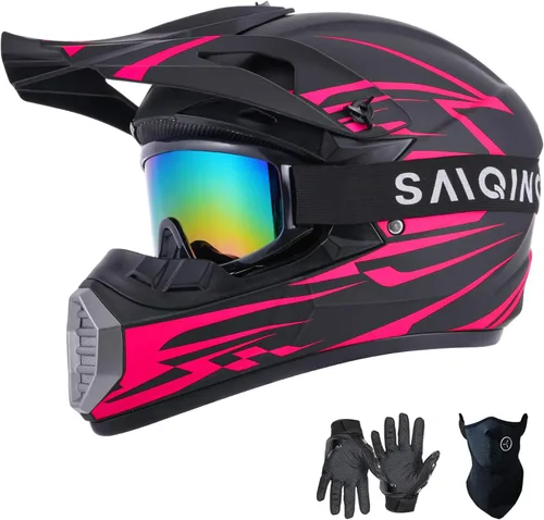Miniatura 9 de SanQing - Casco de motocross para jóvenes y niños, casco integral para motocicleta de cara completa para bicicleta de tierra ATV cuatrimoto MX