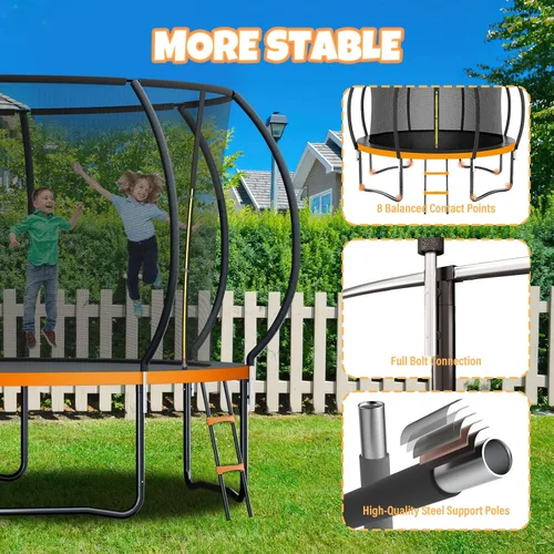 Miniatura 4 de Kiivakii Trampolín de 10 pies, 12 pies, 14 pies, 16 pies, trampolines para exteriores para niños y adultos, trampolines recreativos con postes