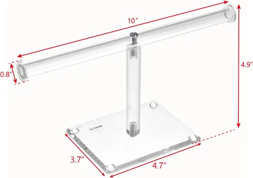 Miniatura 14 de MOOCA Organizador de joyas de acrílico transparente de lujo, soporte de pulsera de barra en T de 2 niveles, soporte de collar acrílico, soporte