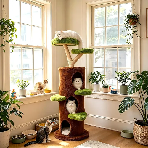 Torre moderna para gatos: árbol para gatos grandes de 58 pulgadas de alto con varios condominios – Casa de árbol de madera para interiores