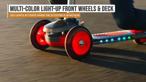 Miniatura 3 de Razor Rollie DLX, 3-Wheel Light-Up Scooter for Younger Children, Seated and Stand-Up Riding Options Rojo