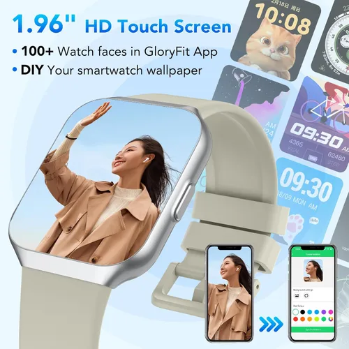 Miniatura 6 de Reloj inteligente para hombres y mujeres (respuesta/hacer llamadas), reloj de seguimiento de fitness de 1.96 pulgadas, resistente al agua IP68