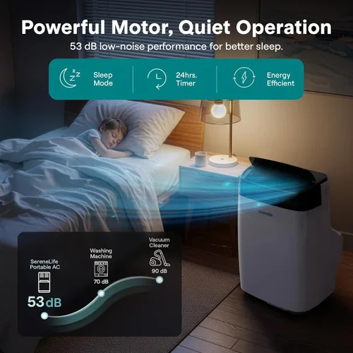 Miniatura 7 de SereneLife - Pequeño aire acondicionado portátil de 10,000 BTU con deshumidificador incorporado - Unidad de aire acondicionado portátil