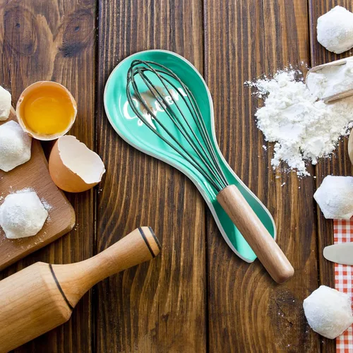 Miniatura 6 de Reposa Cucharas Turquesa para Estufa, DAYYET Soporte de Cuchara Grande de Cerámica Turquesa, Reposa Cucharas para Encimera de Cocina, Soporte