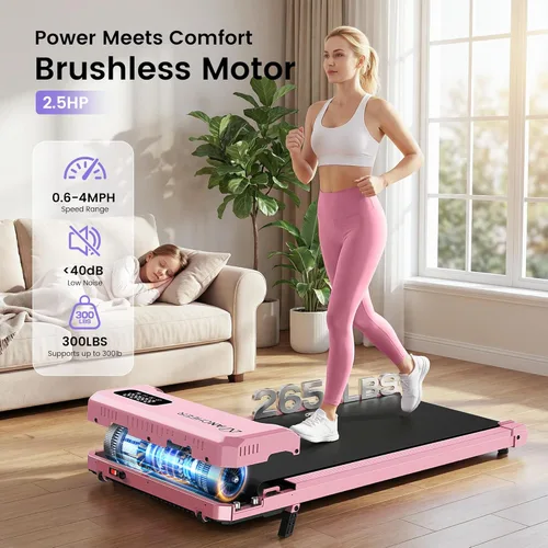 Miniatura 6 de Caminadora pequeña con inclinación – Cintas de correr para debajo del escritorio con barra de asa, cintas de correr plegables portátiles compactas