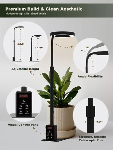 Miniatura 8 de GLOWRIUM Luces LED inteligentes de cultivo para plantas de interior, luz de escritorio para plantas con control de aplicación Bluetooth, lámpara