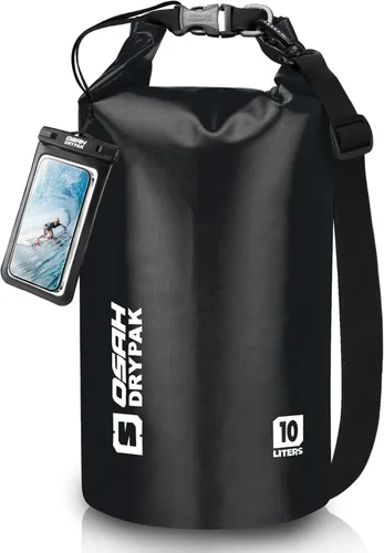 Miniatura 18 de Bolsa seca impermeable, 5L/10L/20L/30L/40L Mochila de almacenamiento ligera con funda para teléfono para mujeres y hombres, saco impermeable Gris