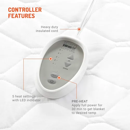 Miniatura 6 de Degrees of Comfort - Almohadilla térmica para colchón de tamaño completo Calentador de cama eléctrico con zonas de calentamiento y apagado