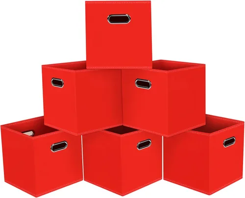 Miniatura 42 de Cubos de Almacenamiento Plegables Negros, Cajas de Almacenamiento de Tela, Organizadores de Cubos con Asas Duales para Organizador del Hogar, Juego