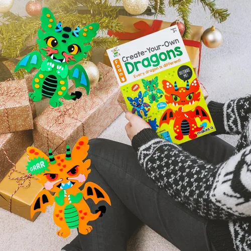 Miniatura 7 de VKPI Kit de regalo de 4 piezas de espuma EVA, creativo para hacer tu propio dragón, proyectos de manualidades de papel de espuma de dibujos animados