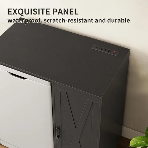 Miniatura 5 de Herture Mini gabinete para refrigerador con almacenamiento, gabinete de barra de café con toma de corriente, se adapta a refrigerador de vino de 24