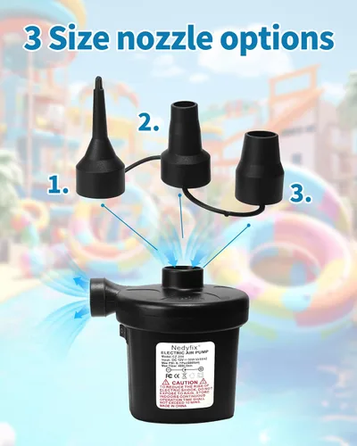 Miniatura 7 de Bomba de aire eléctrica inflable, bomba de inflado rápida portátil de 110 V AC/12 V CC con 3 boquillas, utilizada para barcos inflables, etc