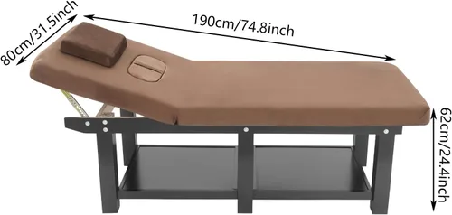 Miniatura 3 de Cama de masaje ancha, camas faciales de spa, ajuste del respaldo de 0-45°, cama de tratamiento físico para belleza, peluquería, tratamiento