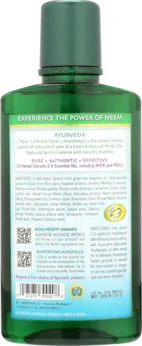 Miniatura 3 de Auromere Enjuague bucal ayurvédico, vegano, sin fluoruros, sin alcohol, natural, sin OMG (16 onzas líquidas)