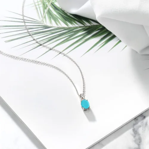 Miniatura 33 de Gem Stone King Collar de plata de ley 925 con piedra natal ovalada de 0.354 x 0.276 in Collar con colgante solitario para mujer Con cadena