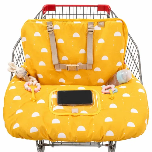 Funda para carrito de compras y silla alta 2 en 1, resistente al agua, acolchado, con bolsa para teléfono, bucles para juguetes y protección de