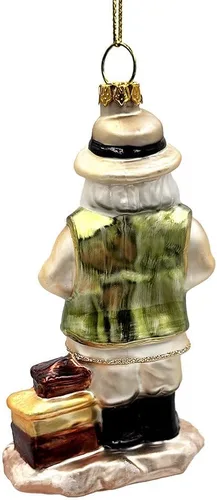Miniatura 5 de Adorno de cristal soplado a mano de Papá Noel de safari aventurero, decoración navideña temática de viaje de explorador africano de la selva
