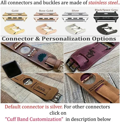 Miniatura 6 de HARDISTON Correa de reloj compatible con Apple de 1.92 pulgadas, para hombres y mujeres, hecha a mano, de cuero auténtico, compatible con iWatch