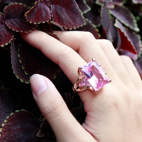 Miniatura 4 de Lavencious Anillos elásticos grandes y brillantes con circonitas cúbicas para mujer, talla 7-9