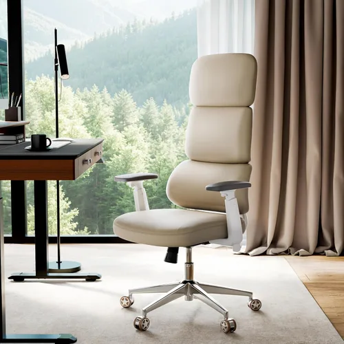 Miniatura 12 de EUREKA ERGONOMIC Remi - Silla de oficina con respaldo alto, silla de oficina de piel sintética con ruedas, silla de escritorio de cuero, silla