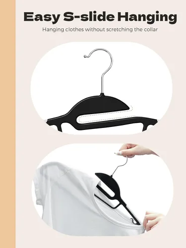 Miniatura 6 de HOUSE DAY Perchas de Plástico Resistente Paquete de 100, Perchas Delgadas Negras para Ropa que Ahorran Espacio, Perchas Antideslizantes con Negro