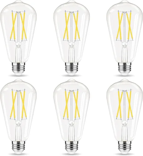 GvvooHome - Bombillas LED regulables Edison, bombilla LED E26 equivalente a 60 W, luz blanca fría 4000K, bombillas vintage ST58, CRI de 90+, 6 W 600
