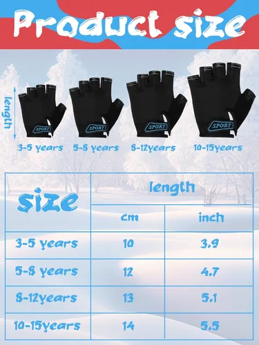 Miniatura 3 de Boao 3 pares de guantes de medio dedo para niños guantes de deporte antideslizantes de gel para niños Ciclismo de montar en bicicleta, azul, gris
