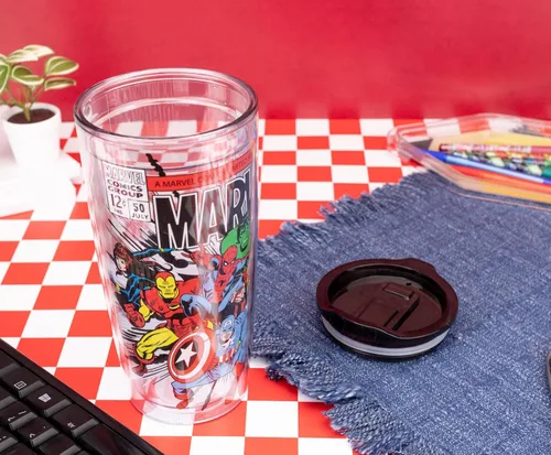 Miniatura 5 de Silver Buffalo Marvel Avengers Taza de viaje con diseño de Spider-Man, Capitán América, Thor, Hulk e Iron Man, de doble pared, con tapa de cierre