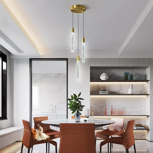 Miniatura 4 de Lámpara colgante moderna para isla de cocina, luz colgante regulable LED, luces colgantes de oro, mini iluminación colgante de cristal para Dorado
