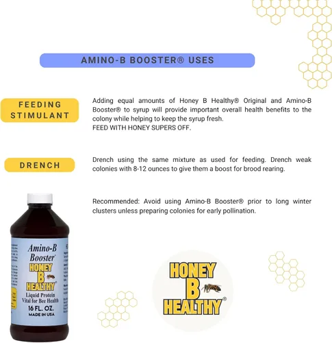 Miniatura 5 de Amino-B Booster 16 oz. Botella, proteína líquida vital para la salud de las abejas