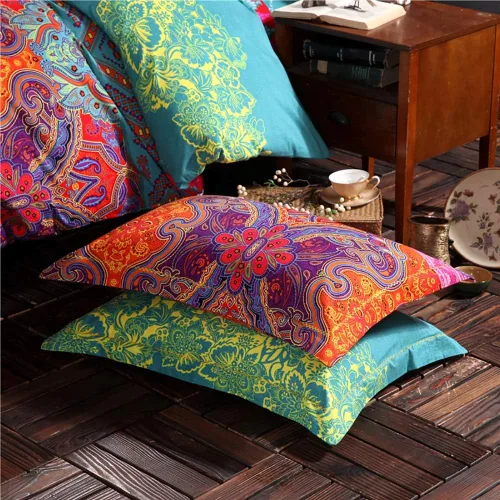 Miniatura 3 de Omelas - Juego de funda de edredón bohemio tamaño Queen, ropa de cama floral boho colorida, edredón súper suave de microfibra, funda de edredón