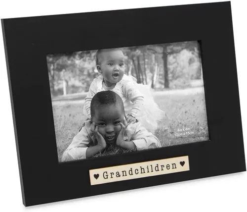Isaac Jacobs Marco de fotos de madera con sentimientos para nietos de 4 x 6 pulgadas, marco de fotos de recuerdo horizontal con caballete y pestañas