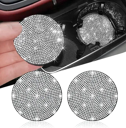 Miniatura 12 de NBTEPEM 2 posavasos de auto con diamantes de imitación, 2.75 pulgadas, antideslizantes, a prueba de golpes, universal, a la moda, para auto