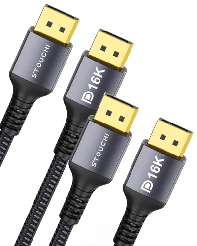 Miniatura 10 de Stouchi Cable DisplayPort 2.1 de 6.5 pies, cable DP 80Gbps [16K@60Hz, 8K@120Hz, 4K@240Hz, 1080P@360Hz] HDR, HDCP, DSC 1.2a, FreeSync G-Sync, cable