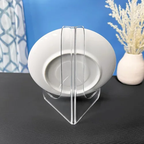 Miniatura 5 de Plymor Caballete de ángulo de acrílico transparente de 60 grados con repisas de soporte poco profundas, 6 pulgadas de alto x 4.5 pulgadas de ancho x