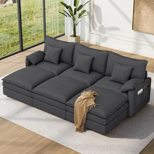 Miniatura 29 de Vesgantti Sofá modular de 108 pulgadas, cómodo sofá de nube con asiento profundo otomano movible, sofá modular en forma de L, sofás seccionales