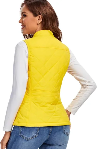 Miniatura 3 de Fuinloth - Chaleco acolchado para mujer, diseño de cuello alto, ligero, con cierre