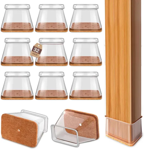 Miniatura 15 de Protectores de suelo para patas de silla cuadrados, protectores de suelo para patas de silla de silicona, tapas de fieltro, fortalecimiento