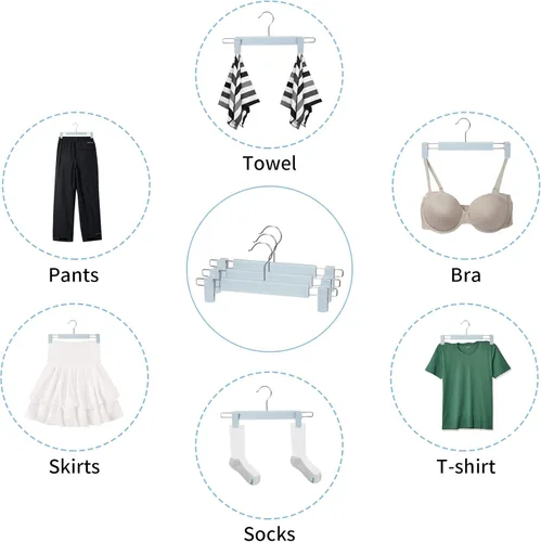 Miniatura 6 de Perchas para faldas, perchas para pantalones con clips, ganchos giratorios de 360 ° que ahorran espacio para pantalones, faldas, ropa, jeans Azul