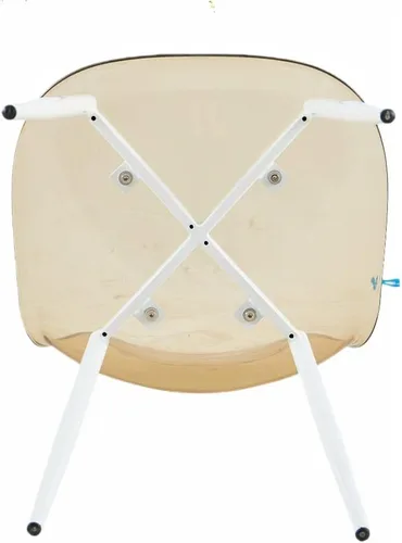 Miniatura 6 de Juego de 4 sillas de comedor amarillas transparentes, asiento moderno minimalista de plástico PP transparente con patas de metal para cocina y sala