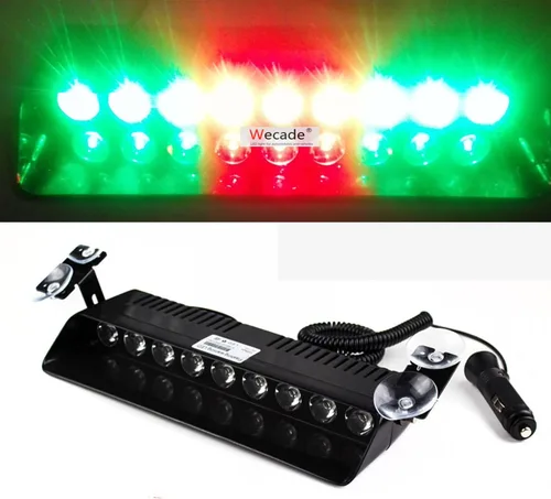 9 Luz LED Wecade® estroboscópica de 9 W de advertencia para camioneta, se coloca en el limpiaparabrisas. Luz con 16 patrones superbrillantes para