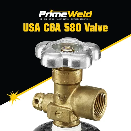 Miniatura 4 de PrimeWeld Botella de 75% argón 25% CO2 80CF DOT 3AA Válvula CGA 580 de EE. UU. La mejor mezcla de gas para soldadura MIG Cilindros completos