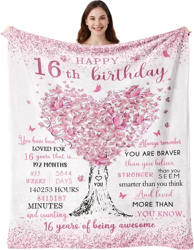 Miniatura 12 de Vuinezo Regalos de cumpleaños número 18 para niñas, manta de decoraciones de cumpleaños número 18 50"X60", regalos de cumpleaños para niña de 18